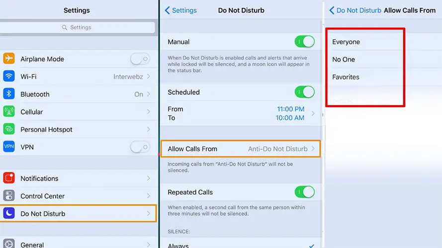 Starred Contacts in Do Not Disturb mode